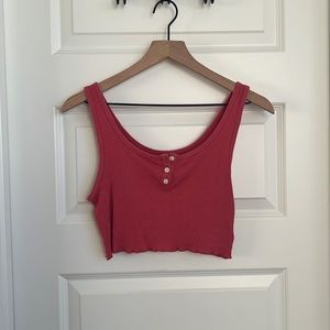 American Eagle red quarter button tank top, cropped, small